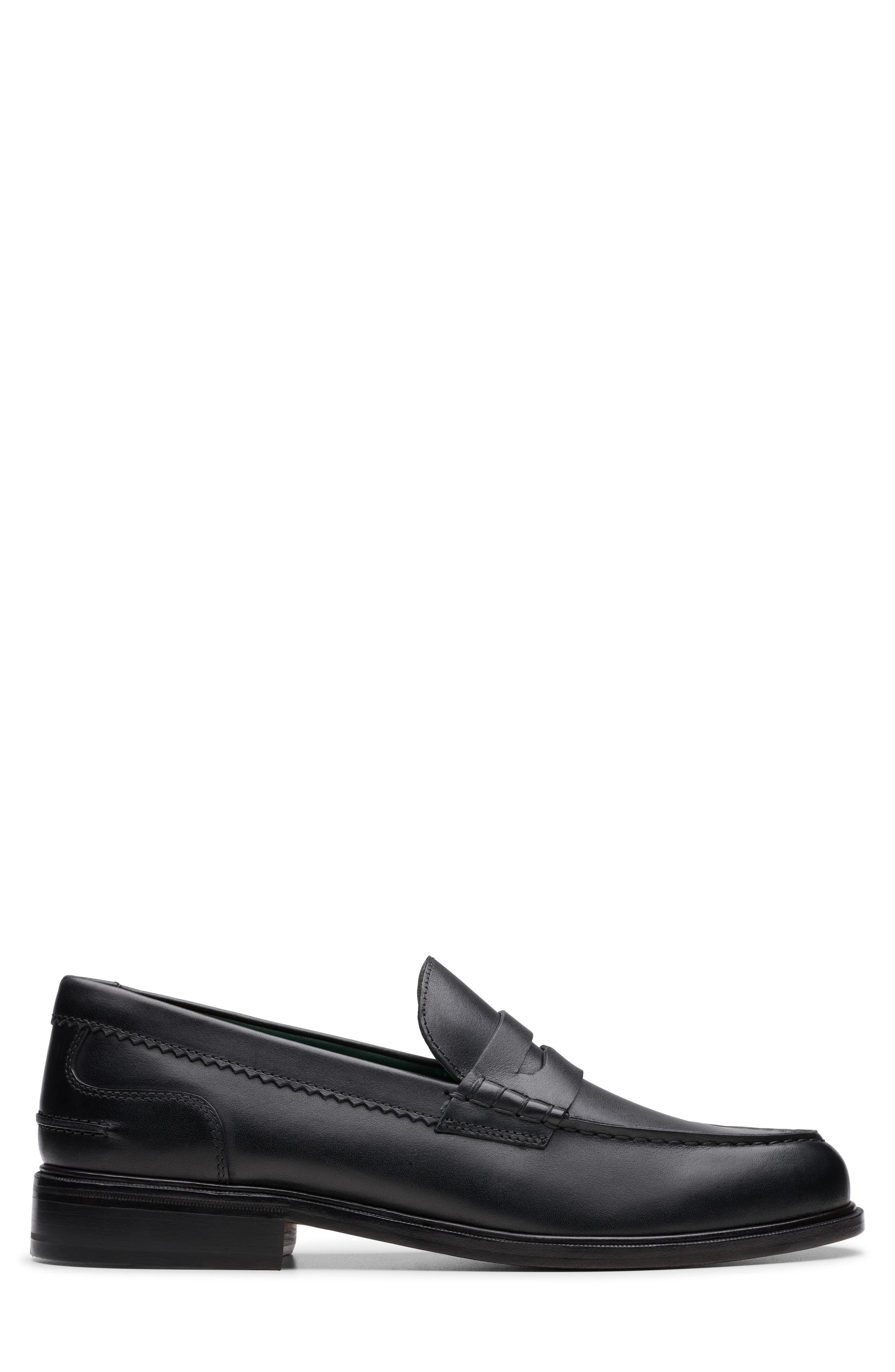 Clarks<sup>®</sup> Craft James Lo Penny Loafer, Alternate, color, Black Leather