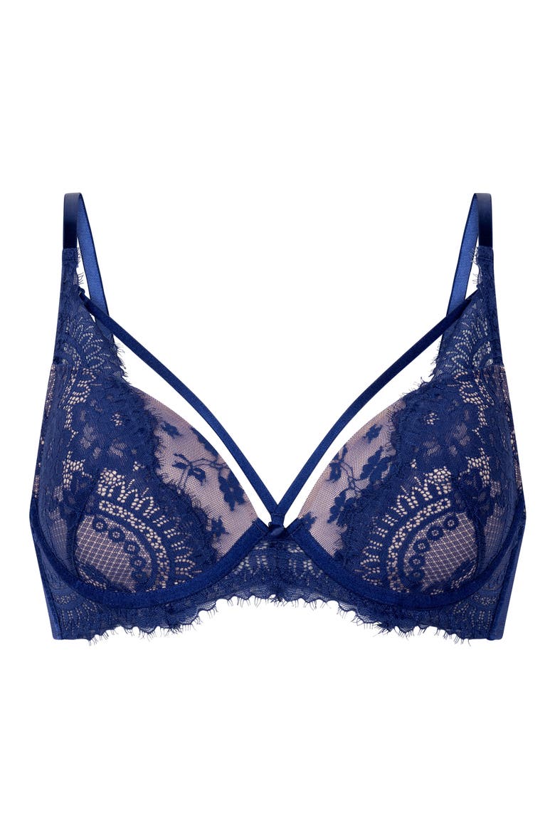 Lou Strappy Lace Underwire Bra, Alternate, color, TWILIGHT BLUE