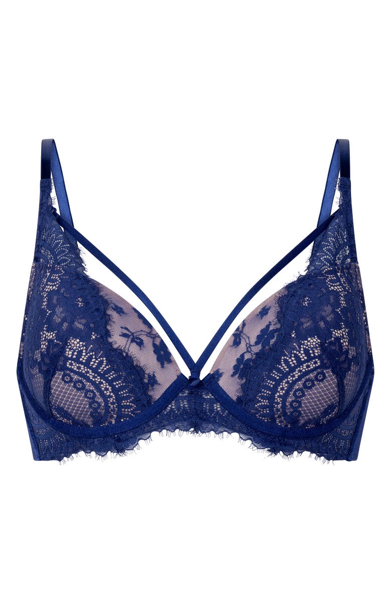 Hunkemöller Lou Strappy Lace Underwire Bra, Alternate, color, Twilight Blue