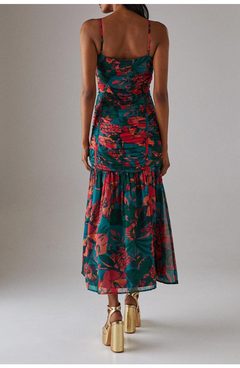 Warehouse Chiffon Gathered Channel Midi Dress, Alternate, color, Floral