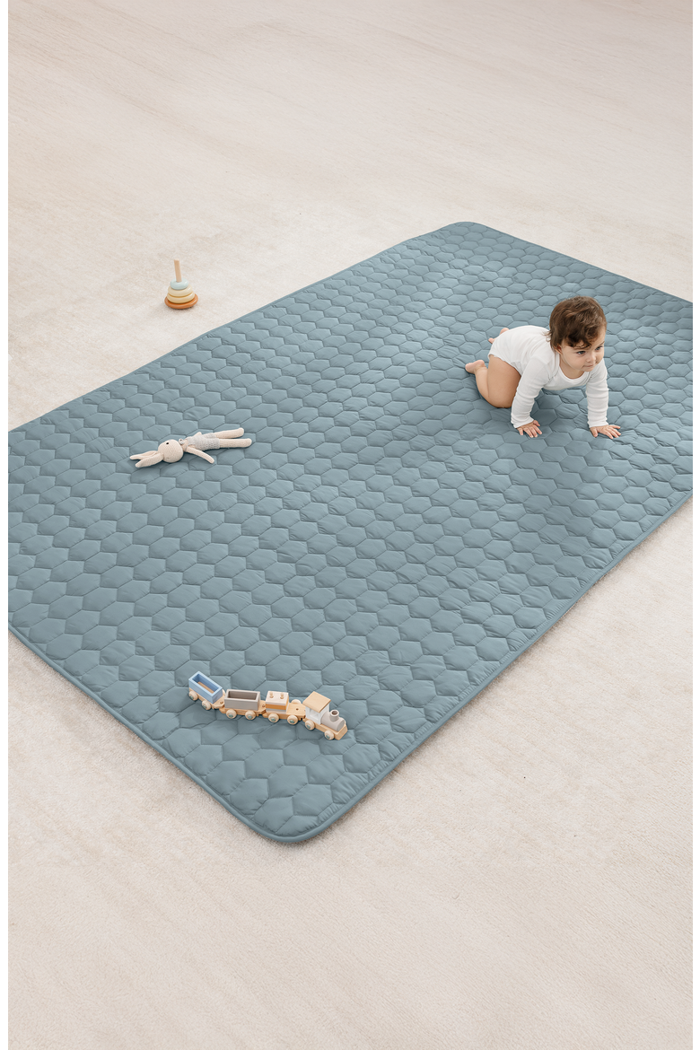 Premium Play Mat with Non-Slip Bottom, Rectangle, Alternate, color, Pacific Blue