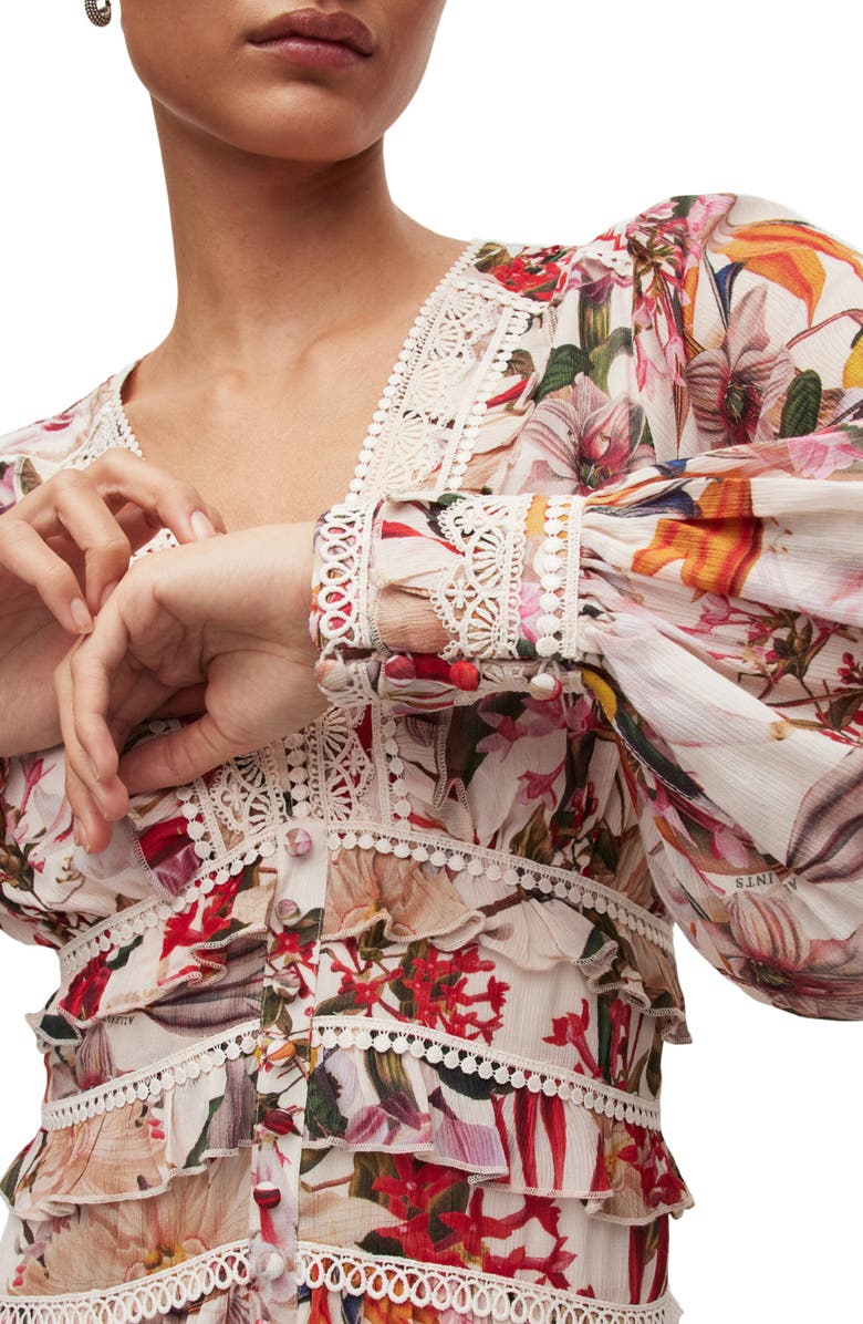 AllSaints Zora Leondra Floral Print Long Sleeve Dress, Alternate, color, 