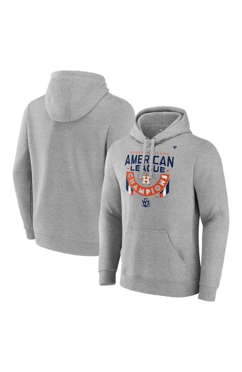 FANATICS Men's Fanatics Heather Gray Houston Astros 2022 American League Champions Locker Room Pullover Hoodie, Main, color,