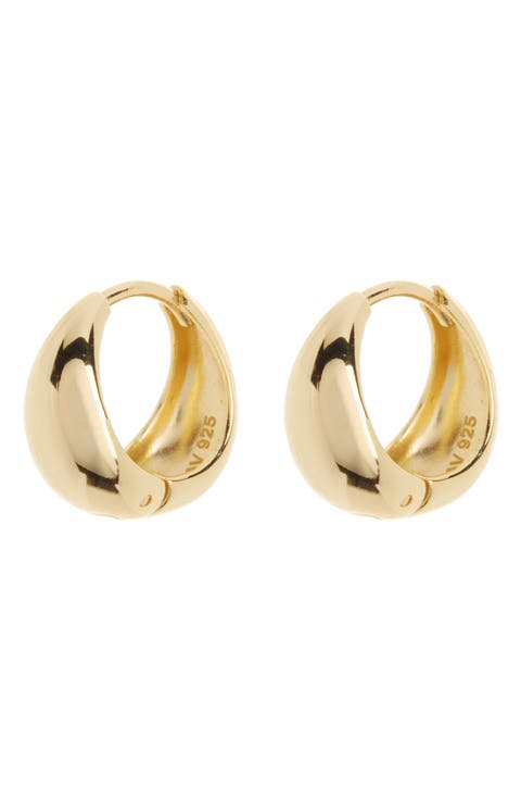 Sterling Silver 12mm Puffy Huggie Hoop Earrings