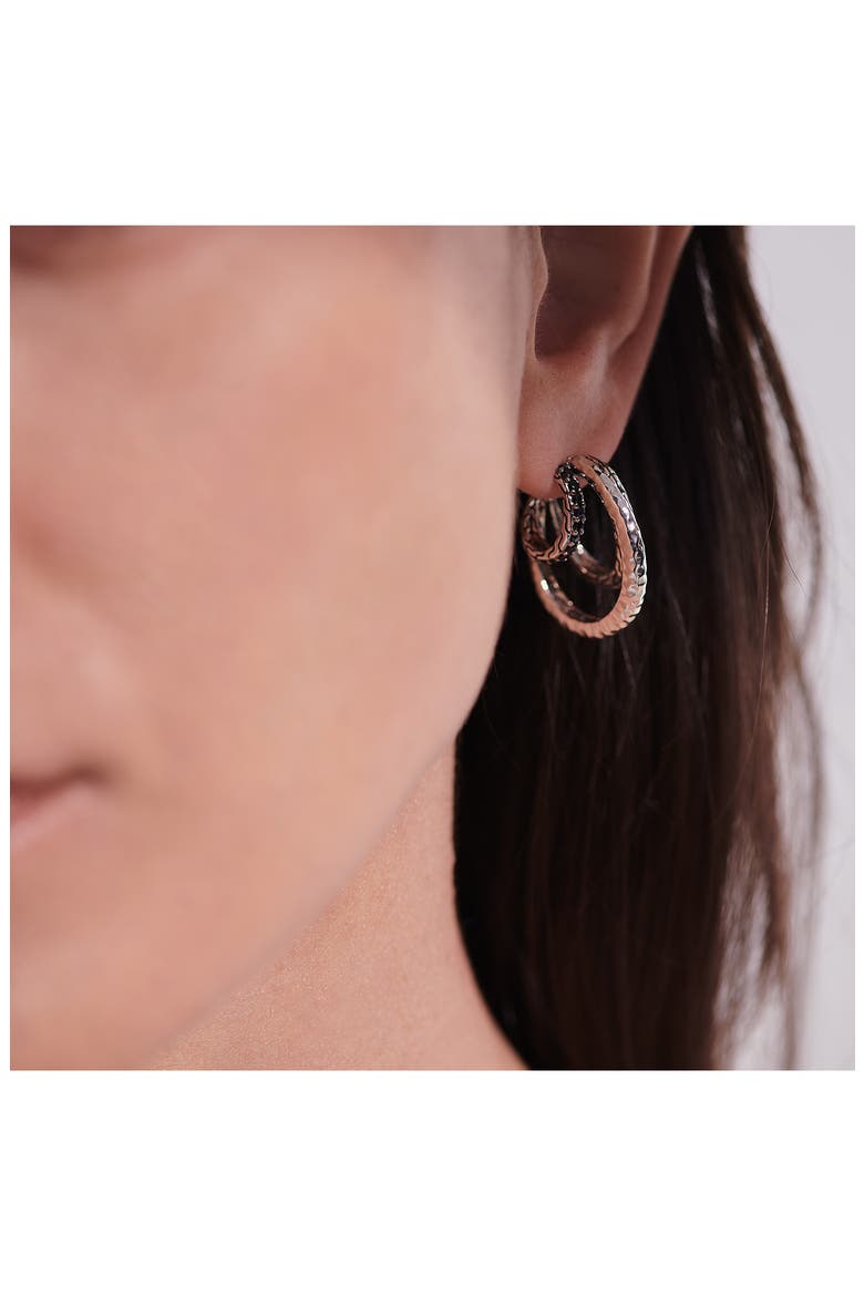 Classic Chain Hammered Hoop Earrings, Alternate, color, BLACK