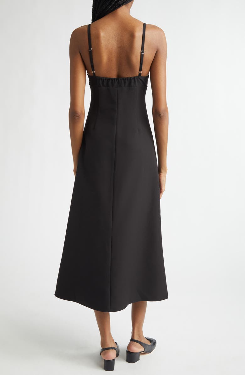 Sandy Liang Pilton Rosette A-Line Midi Dress, Alternate, color, Black