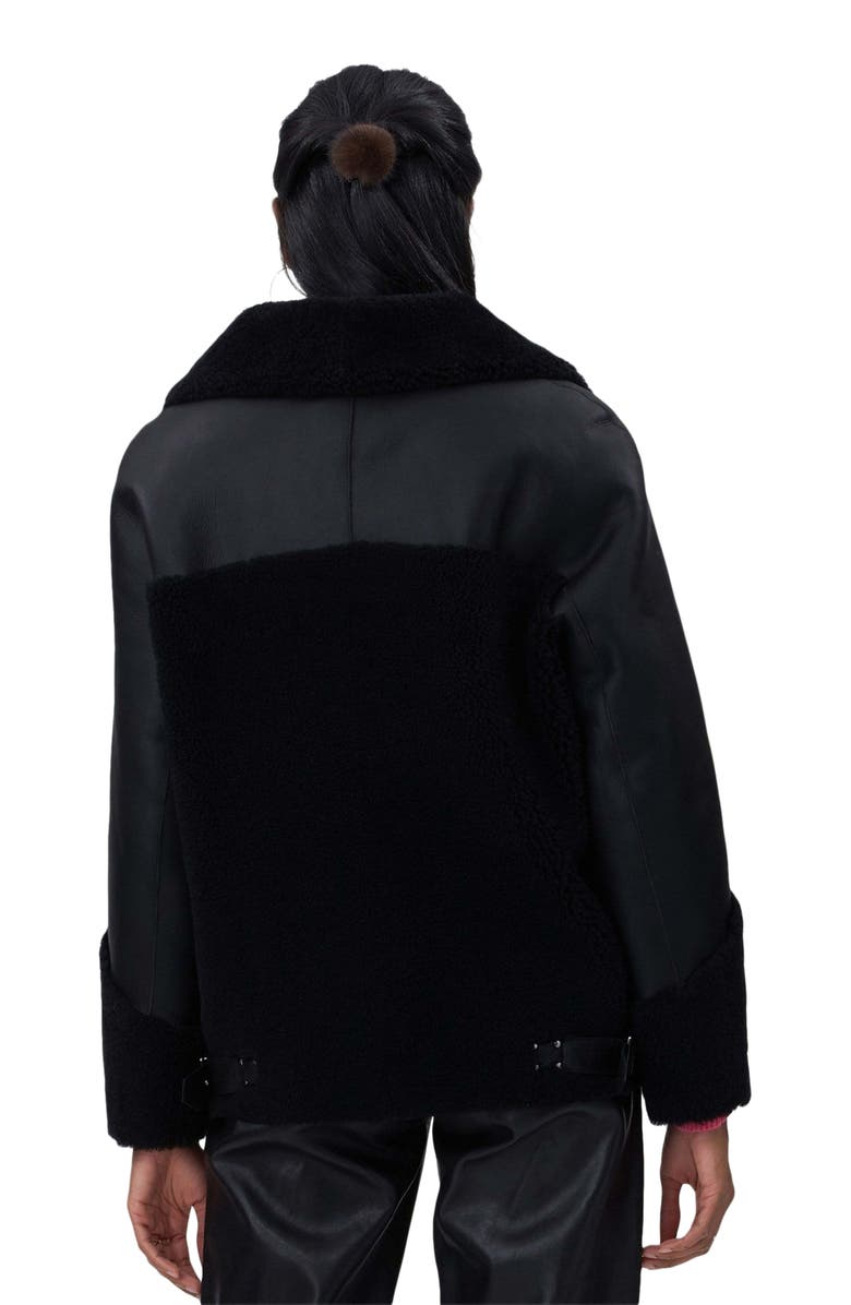 GORSKI Shearling Lamb Zip Moto Jacket, Alternate, color, Black/Black