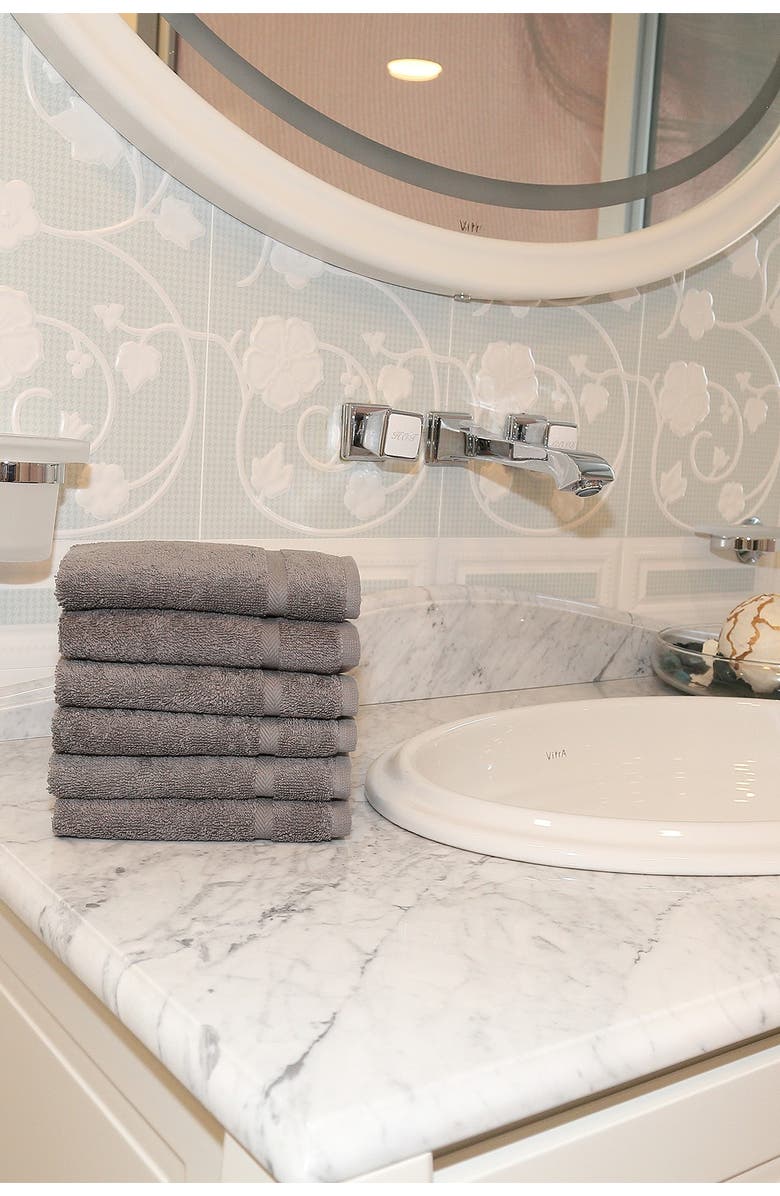 Linum Home Textiles Denzi Washcloths - Set of 6 - Dark Grey, Alternate, color, Dark Grey