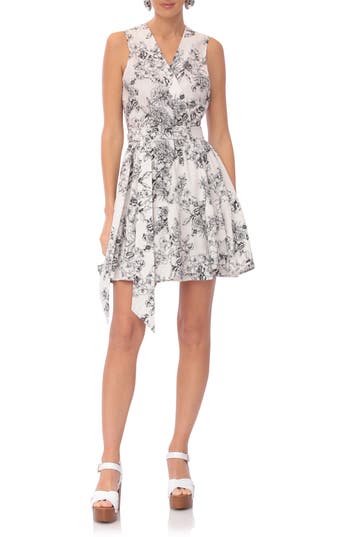 Shop Avec Les Filles Floral Wrap Dress In Etched Floral