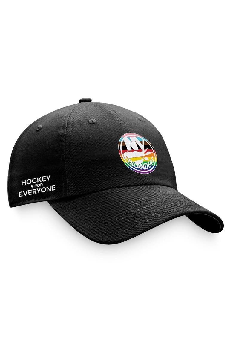 Men's Fanatics Branded Black New York Islanders Team Logo Pride Adjustable Hat, Alternate, color, Black
