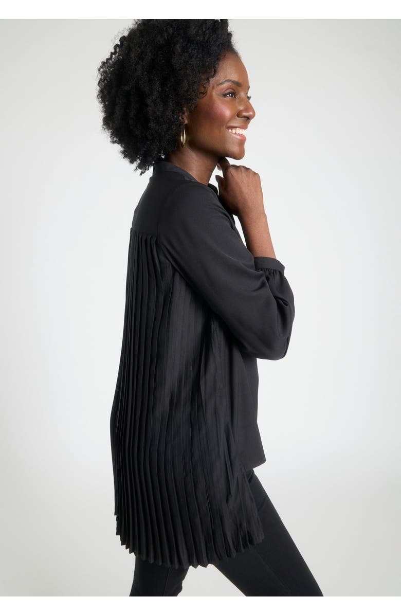 Jessica London Pleated Back Georgette Tunic, Alternate, color, Black