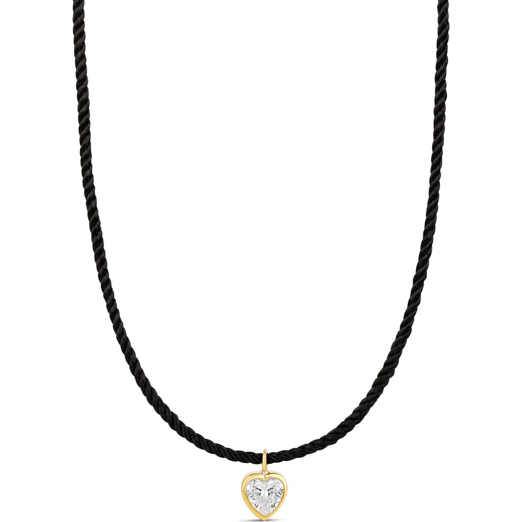 Shymi Cubic Zirconia Heart Pendant Necklace In Black