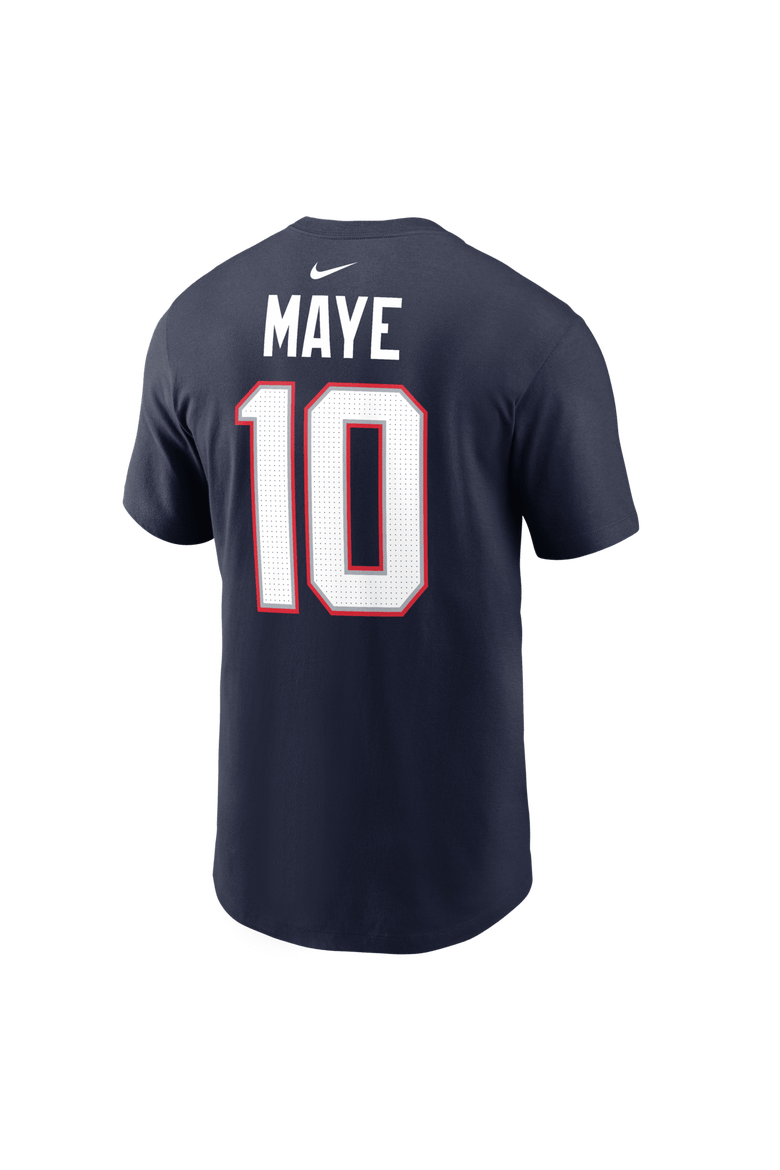 Men's Nike Drake Maye Navy New England Patriots Super Bowl LX Patch Name & Number T-Shirt, Alternate, color, Navy