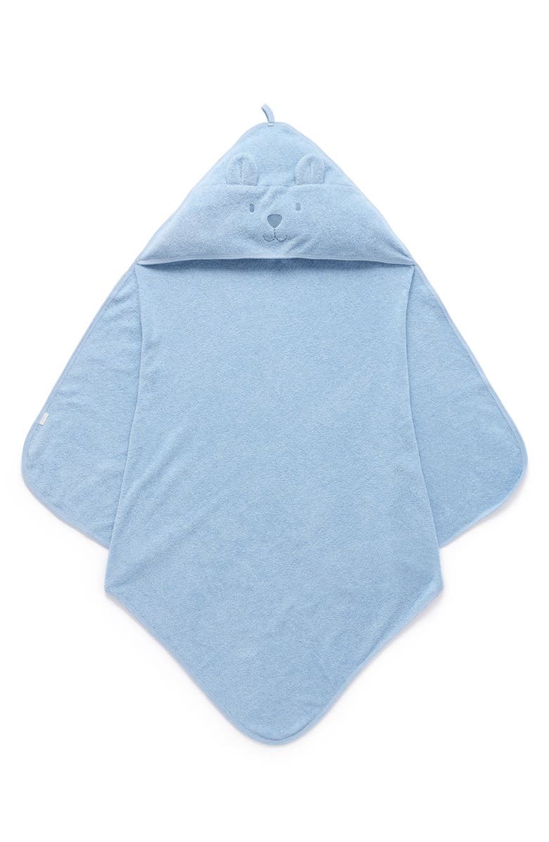 Purebaby Bear Hooded Towel, Main, color, Pale Blue Melange