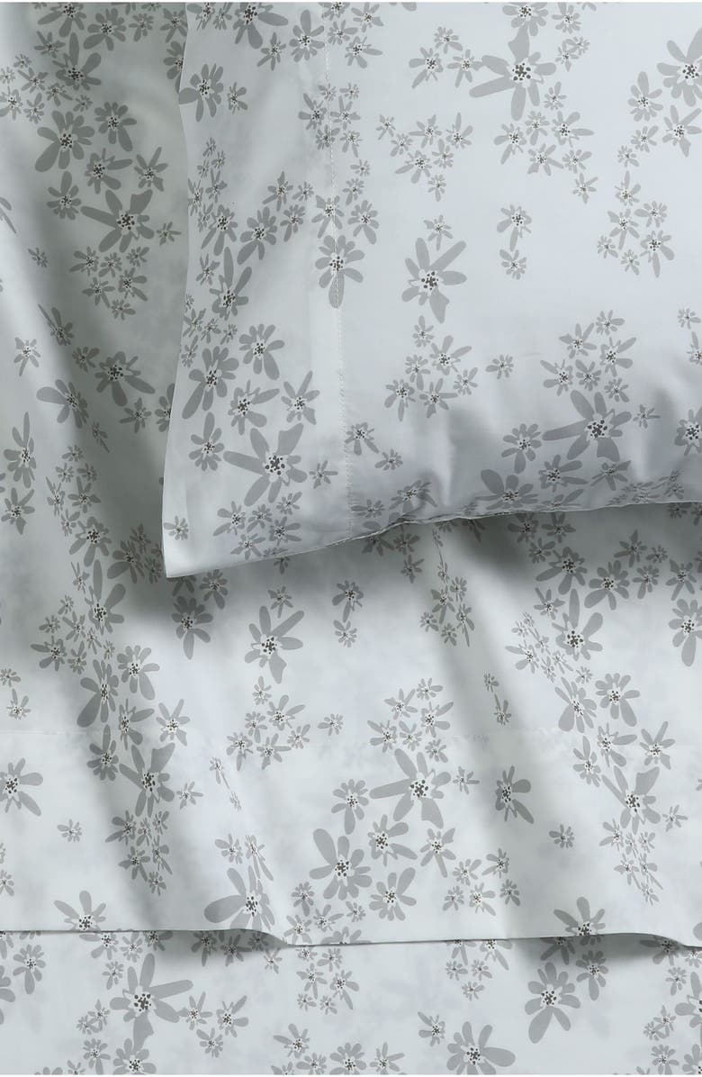 AZORES HOME 300 Thread Count Cotton Percale Sheet Set, Alternate, color, Grey