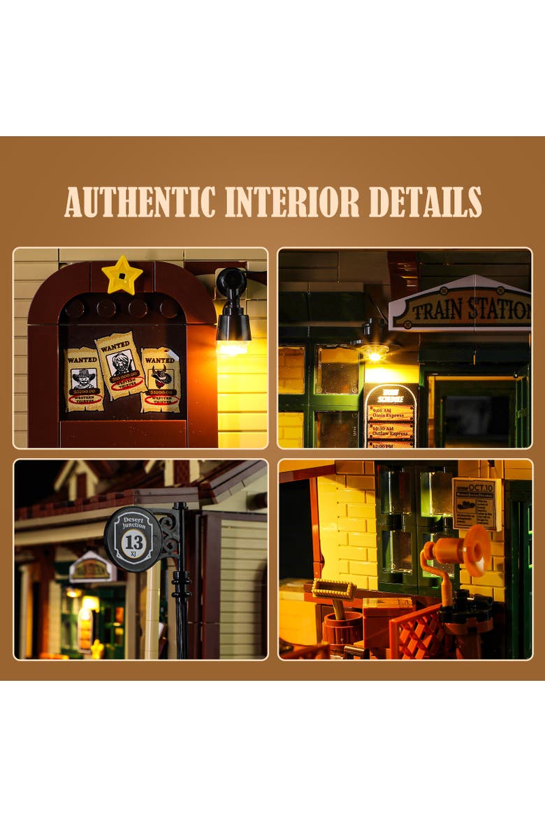 Steampunk Train Station Lighting Building Set Model SP1843T, Alternate, color, Multicolor