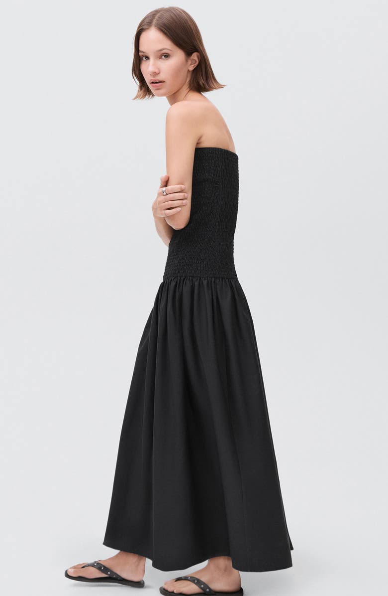 MANGO TEEN Strapless Maxi Dress, Alternate, color, Black
