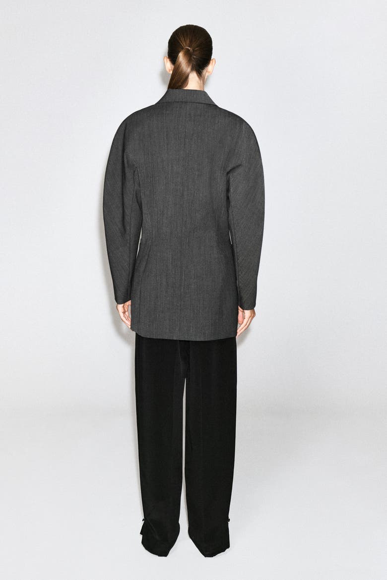 Sculpted Double-breasted Long-line Blazer, Alternate, color, GRAY MÉLANGE