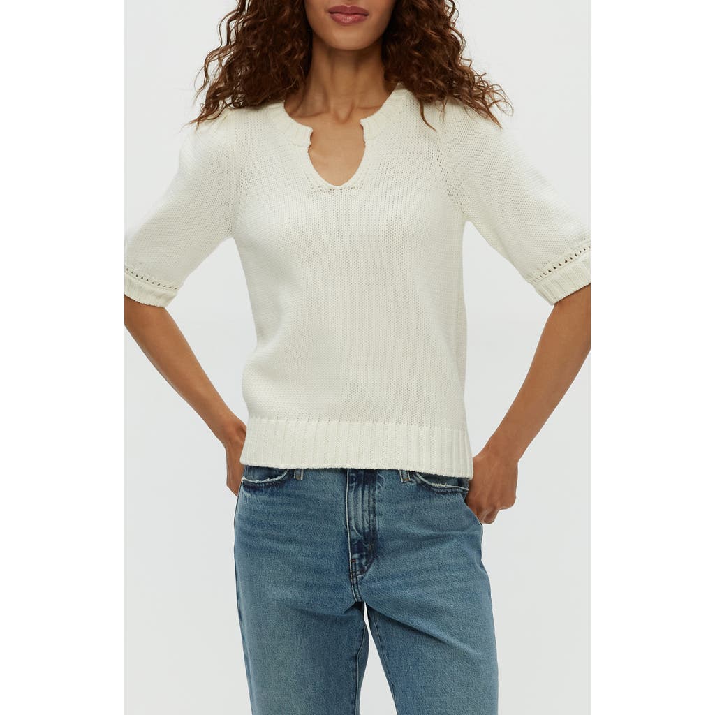Shop Michael Stars Rosanna Puff Sleeve Sweater In Off White