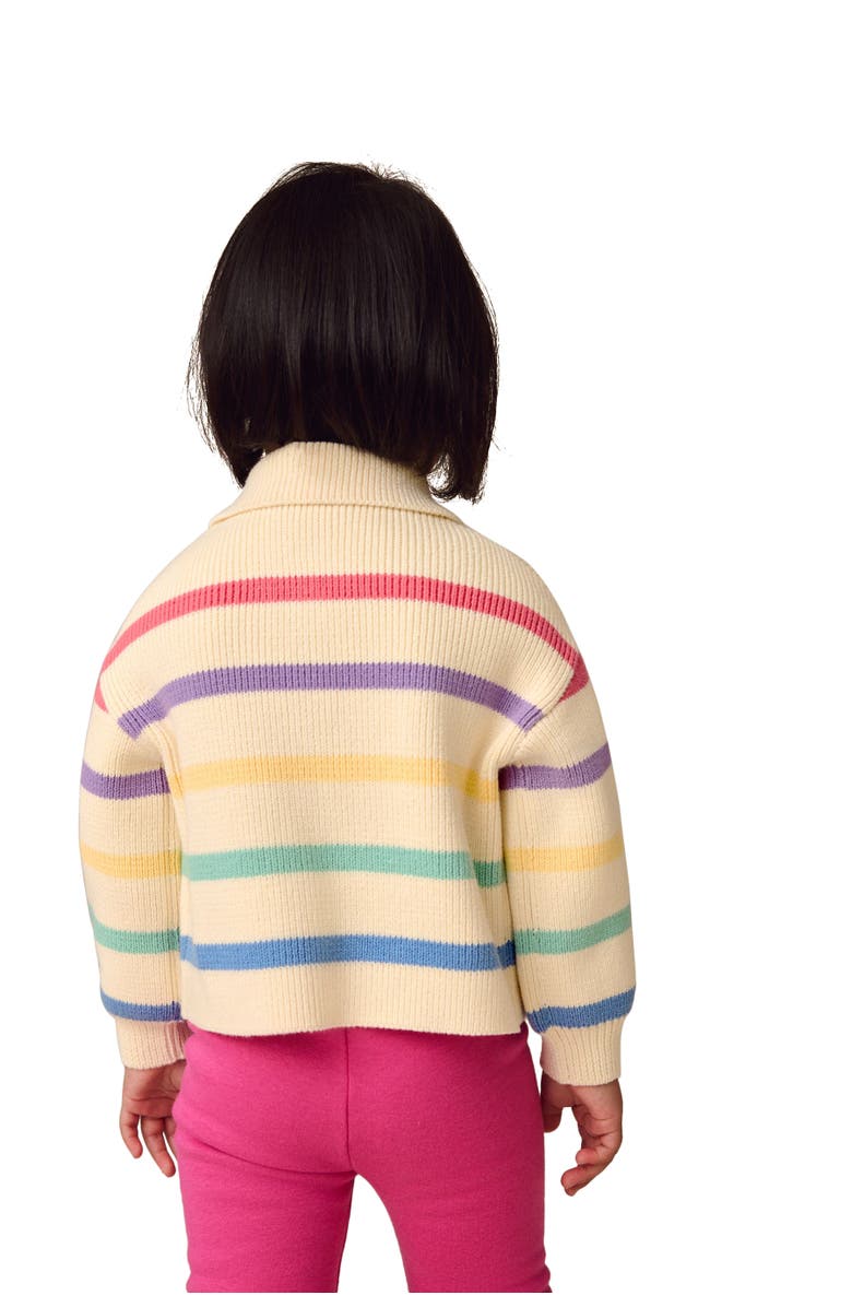 NEXT Kids' Rainbow Stripe Cotton Collared Cardigan, Alternate, color,