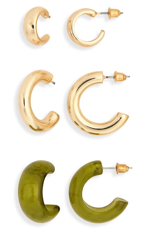 Set of 3 Resin Hoop Earrings