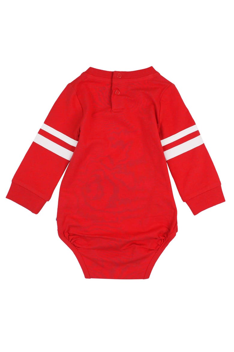 Baby Boys Racing Stripe Long Sleeve Bodysuit, Alternate, color, Red