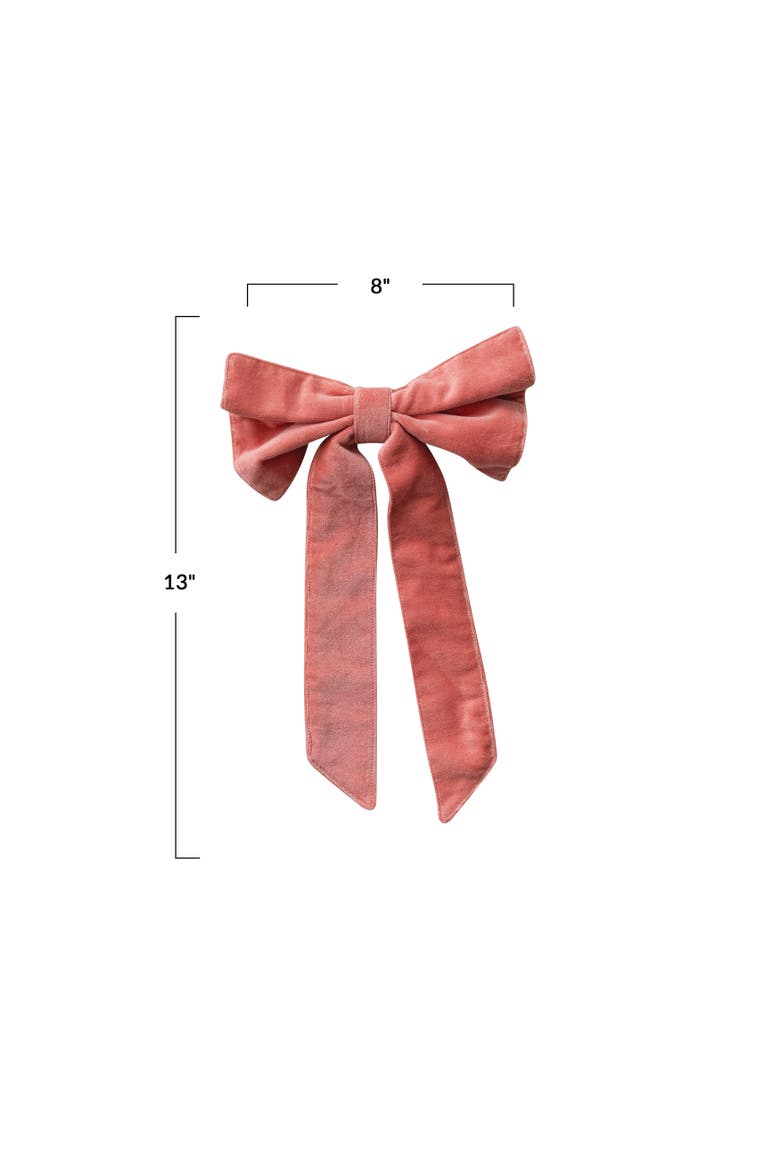 Cotton Velvet Bow with Iron Clip, Alternate, color, Coral Color