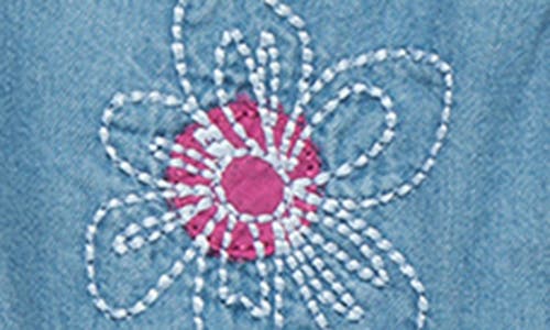 Peek Essentials Floral Embroidered Chambray Jumpsuit In Light Denim