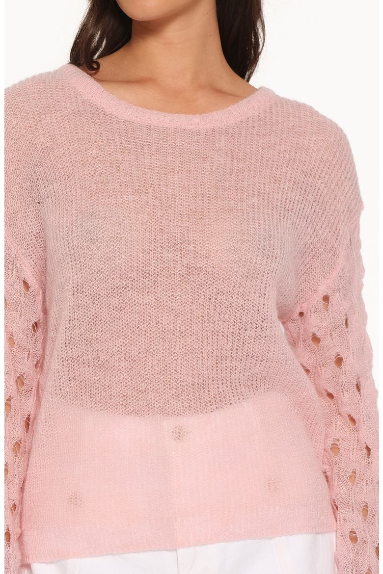 Janina Open Stitch Sweater, Alternate, color, PINK