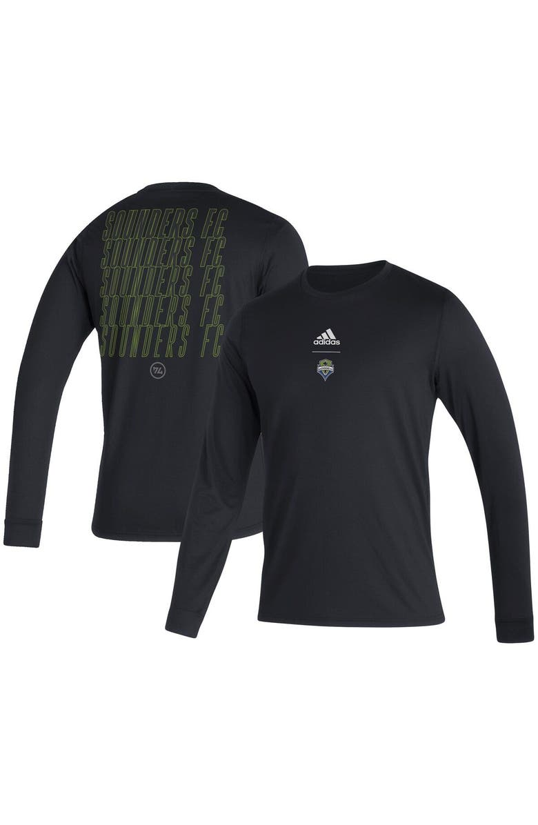 adidas Men's adidas Black Seattle Sounders FC Club Long Sleeve T-Shirt, Main, color, Black