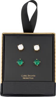 NORDSTROM RACK Set of 2 Cubic Zirconia Round Stud Earrings
