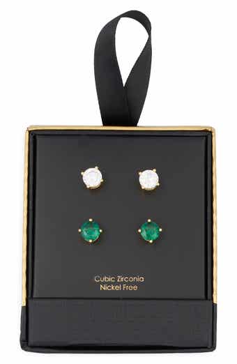 Set of 2 Cubic Zirconia Round Stud Earrings