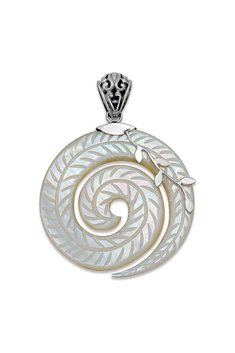 Sterling Silver Mother-of-Pearl Spiral Pendant, Main, color, WHITE