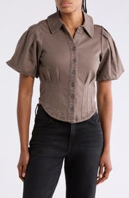 Bagatelle Puff Sleeve Corset Shirt
