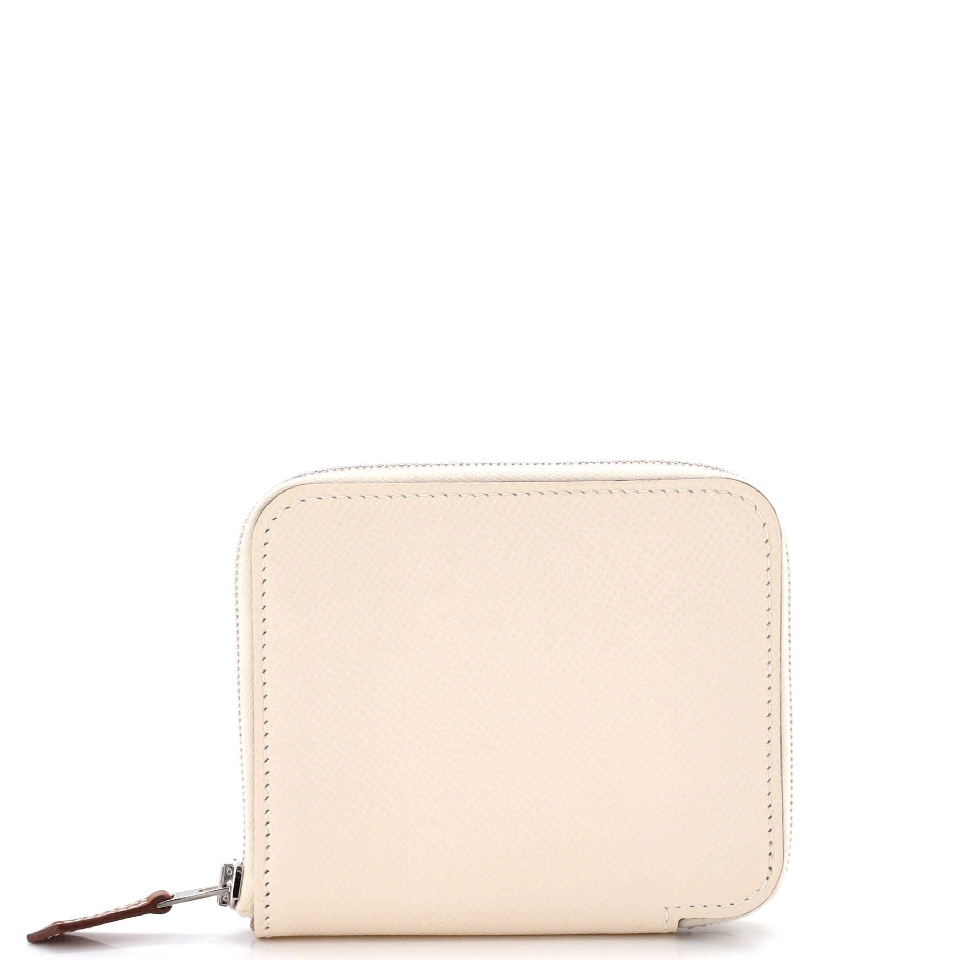 Pre-Owned Hermes Azap Zip Around Wallet Silk'in Epsom Compact, Main, color, Nata