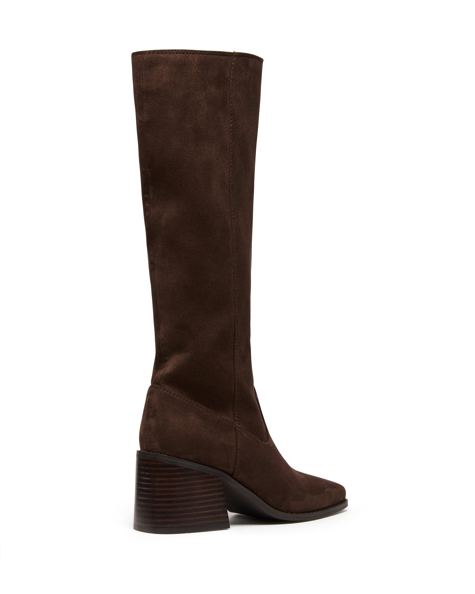 Quinn Square Toe Block Heel Tall Boot, Alternate, color, CHOCOLATE MICROSUEDE