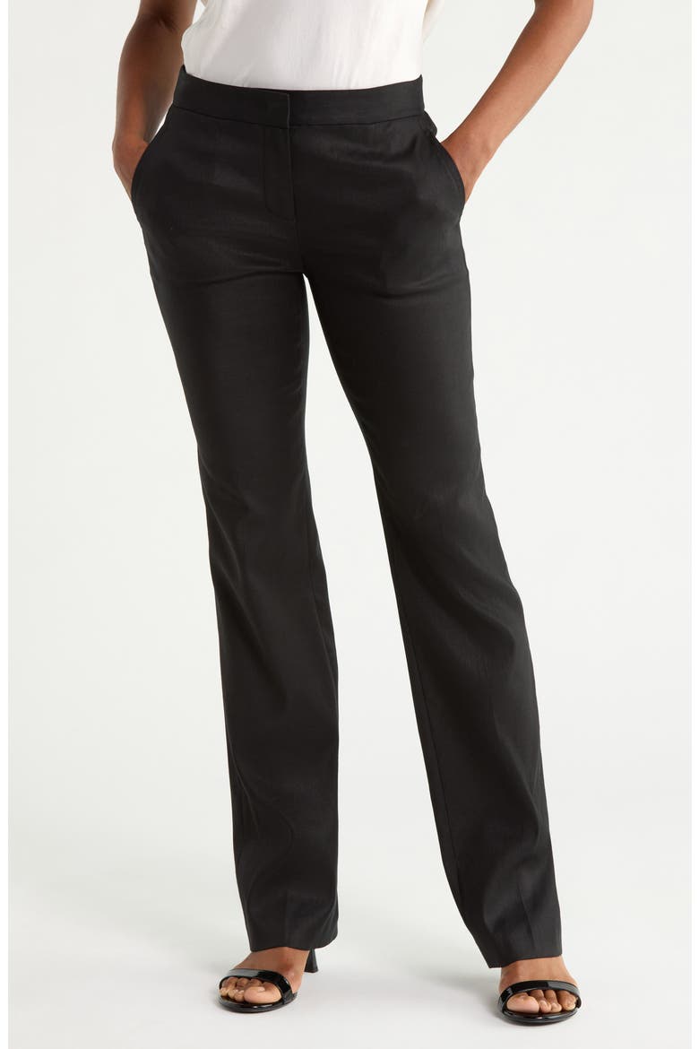 Calliope Stretch Cotton Straight Leg Pants, Main, color, BLACK