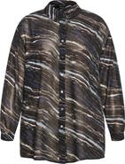 City Chic Sheer Lover Print Long Sleeve Shirt