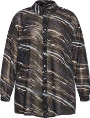 City Chic Sheer Lover Print Long Sleeve Shirt