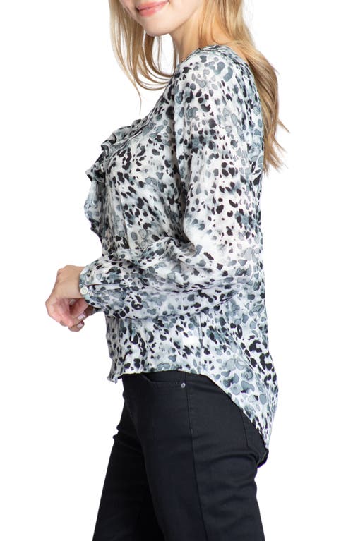 Apny Watercolor Print Ruffle V-neck Chiffon Top In Black Multi