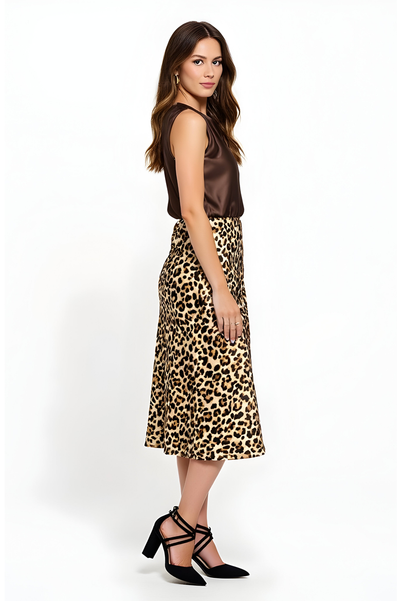 Leopard Print Bias Cut Satin Midi Skirt, Alternate, color, Leopard Print