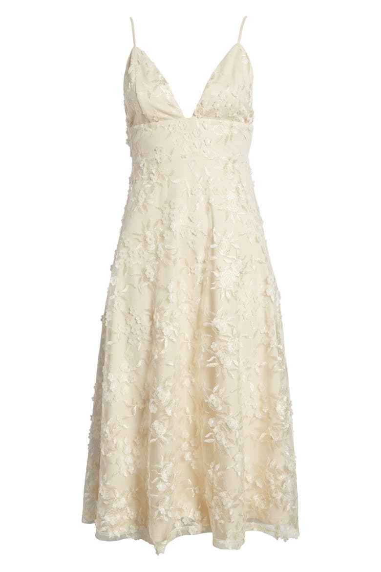 Flourishing Embroidered Lace Fit & Flare Dress, Alternate, color, CREAM