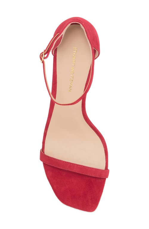 Stuart Weitzman Amelina Suede Sandal In Lipstick Red