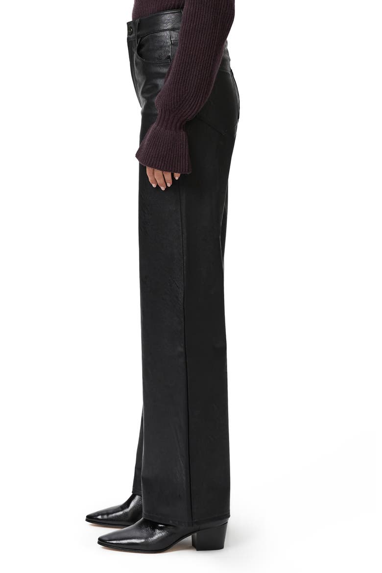 Sasha Wide Leg Faux Leather Pants, Alternate, color, BLACK