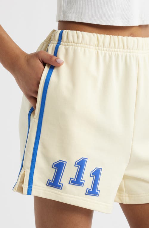 The Mayfair Group Athletic Department Graphic Sweat Shorts In Yellow