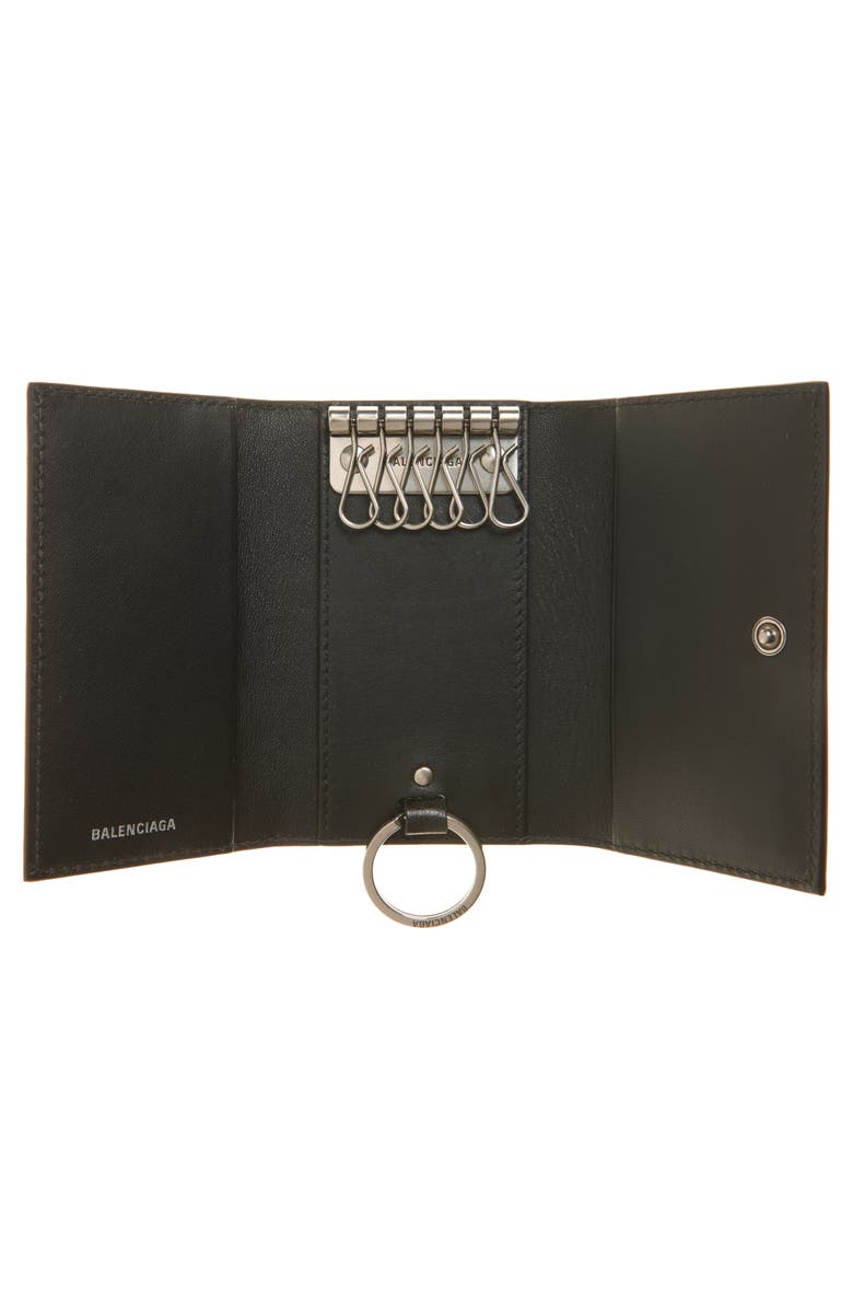 Balenciaga Monaco Leather Key Case, Alternate, color, 1000 Black