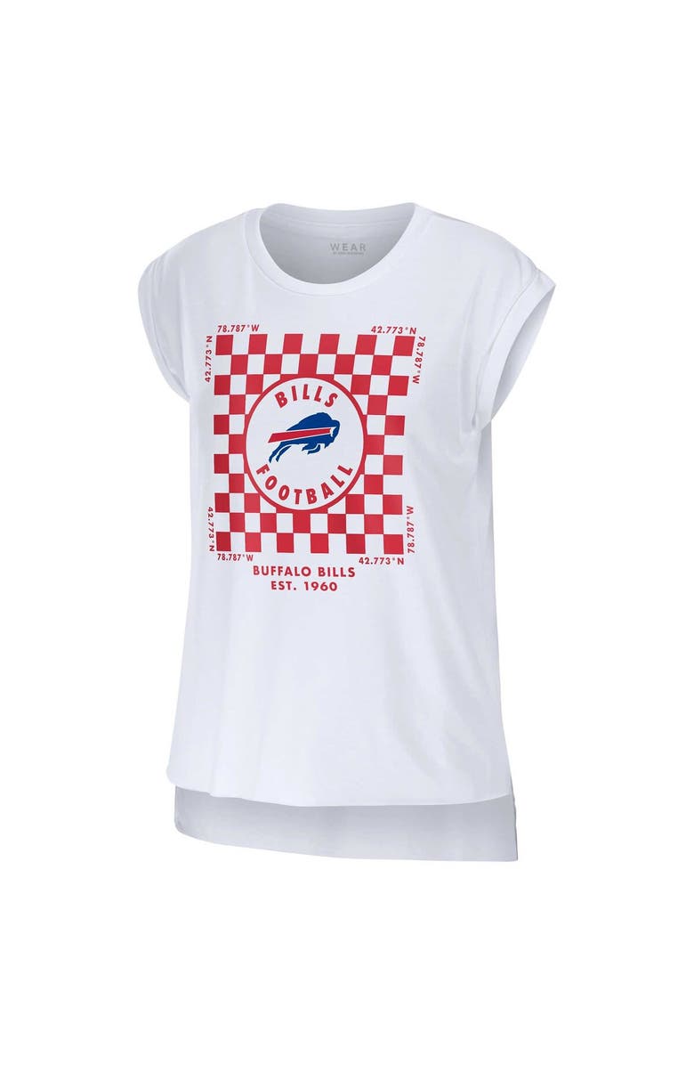 WEAR by Erin Andrews Women's WEAR by Erin Andrews White Buffalo Bills Checker Muscle Tank Top, Alternate, color, 