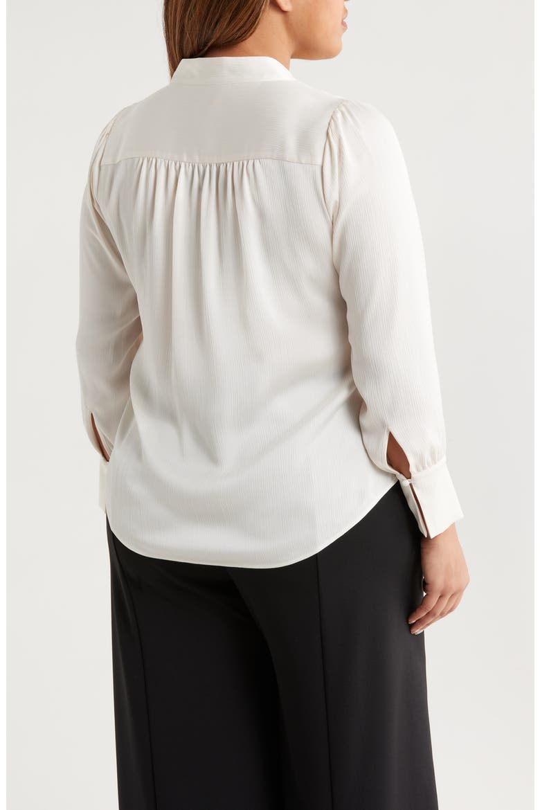 Textured Crepe Long Sleeve Top, Alternate, color, WHITE DOVE