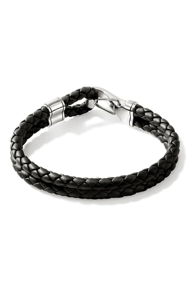 Braided Leather Bracelet, Alternate, color, SILVER/ BLACK