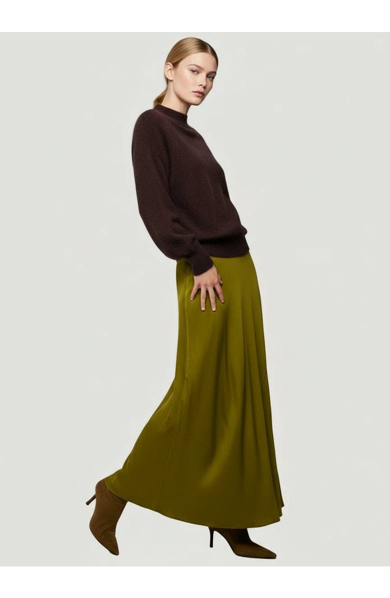 Majestic Filatures Cashmere Long Sleeve Crewneck Sweater, Alternate, color, Chocolat